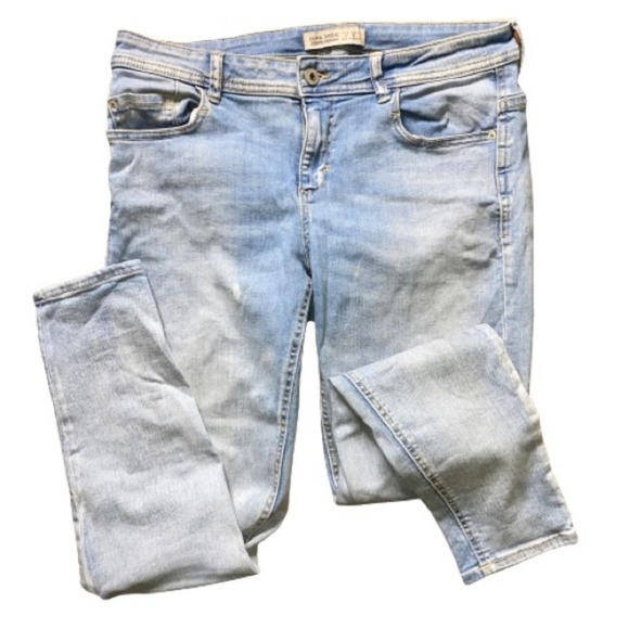 Zara Basic Jeans Women Size 8 Z1975 Denim Light Wash Stretch * - Picture 1 of 6